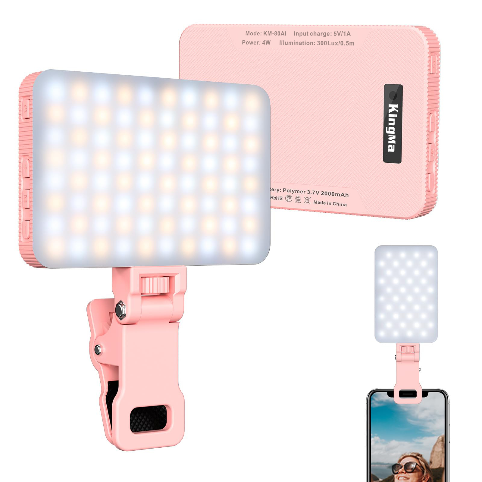 Photography Lighting Equipment - King Ma Pink ricaricabile Selfie Light-Clip
