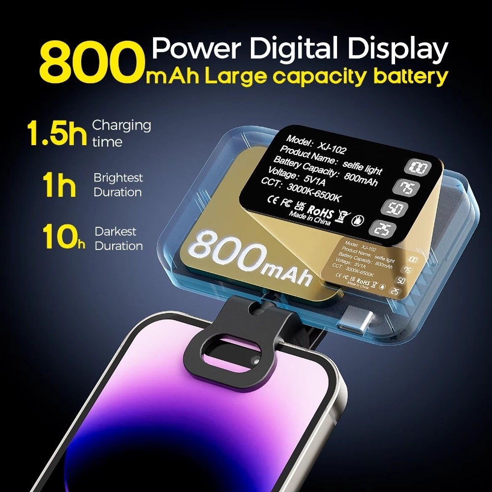 Photography Lighting With Flash - Luce LED per Selfie 800/1000mAh, 3